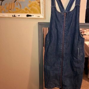 Zip up jean overall dress